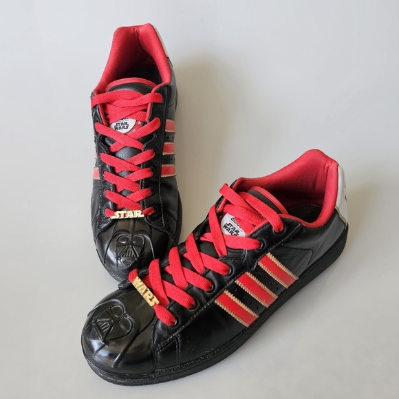 ADIDAS ORIGINALS Star Wars Darth Vader Black Red Ultrastar Superstar Shoes - Picture 13 of 14
